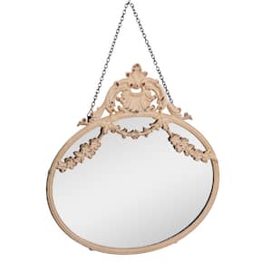 10.37 in. W x 13.62 in. H Pewter Metal Beige Framed Mirror with Chain