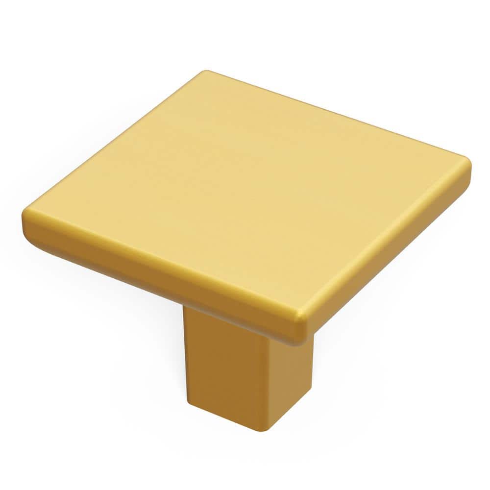 Golden Brass Square Modern Cabinet Knob with Mounting Hardware