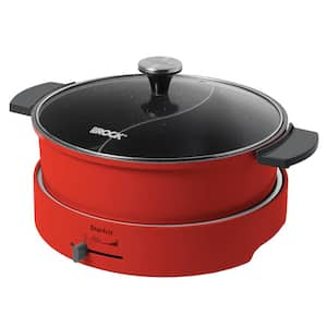 5.3 qt. Red XL Dual-Sided Electric Hot Pot Multi-Cooker