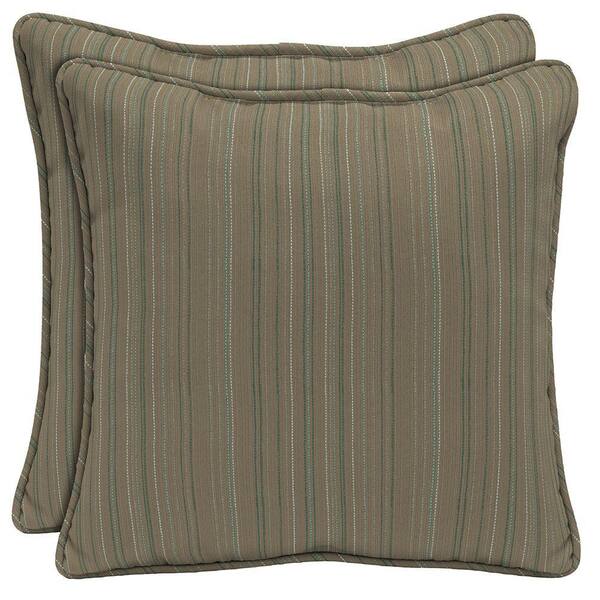 Hampton Bay Stitch Stripe Outdoor Throw Pillow (2-Pack)