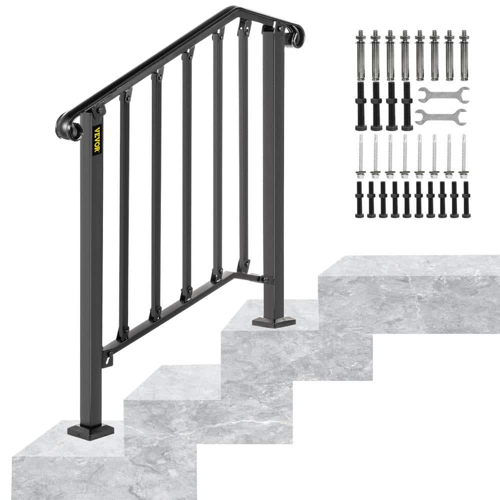 VEVOR 2 ft. Handrails for Outdoor Steps Fit 2 or 3 Steps Outdoor ...