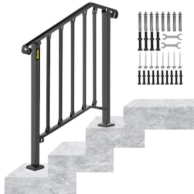 Handrail Fits 2-Step or 3-Step Handrail Picket Stair Rail Wrought Iron Handrail