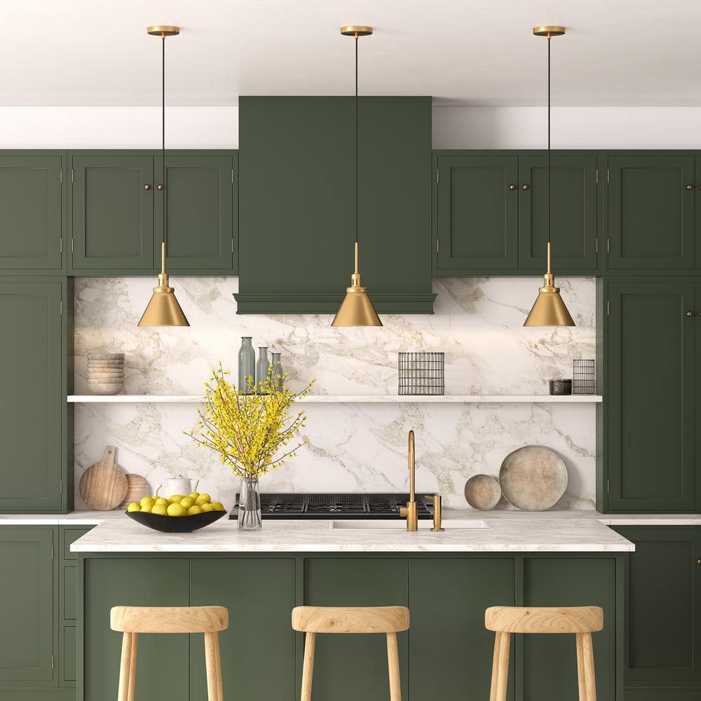 Zeno 10" Brass Finish Industrial Pendant Light