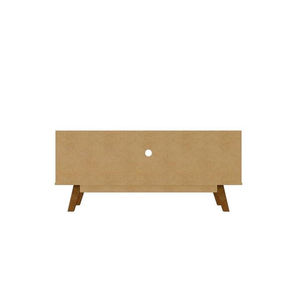 Manhattan Comfort Mid-Century Modern Marcus 53.14 Tv Stand With Solid Wood Legs Rustic Brown, 53