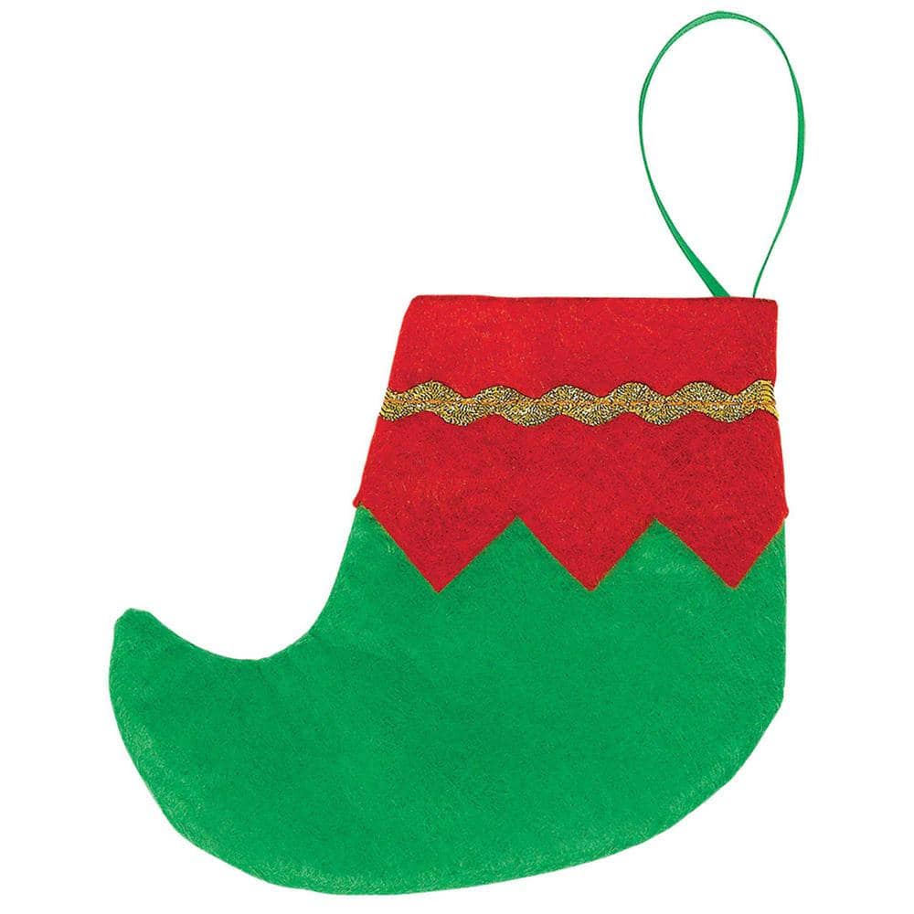 Set of 5 Christmas Stockings Felt Red Green Holiday Home Decor Stocking 