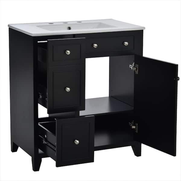 30 in. D x 18 in. W x 33 in. H Bathroom Black Linen Cabinet