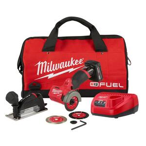 M12 FUEL 12-Volt 3 in. Lithium-Ion Brushless Cordless Cut Off Saw Kit with One 4.0 Ah Battery Charger and Bag