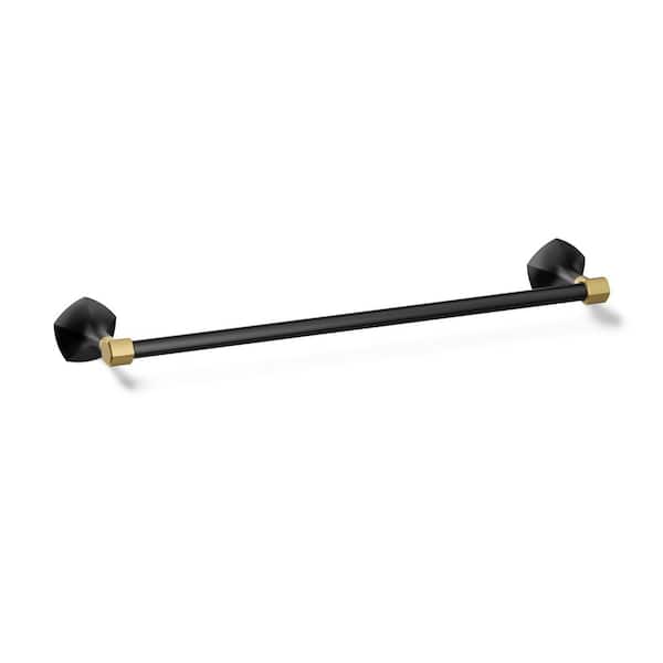 Occasion 18 in. Wall Mounted Single Towel Bar in Matte Black with Moderne Brass