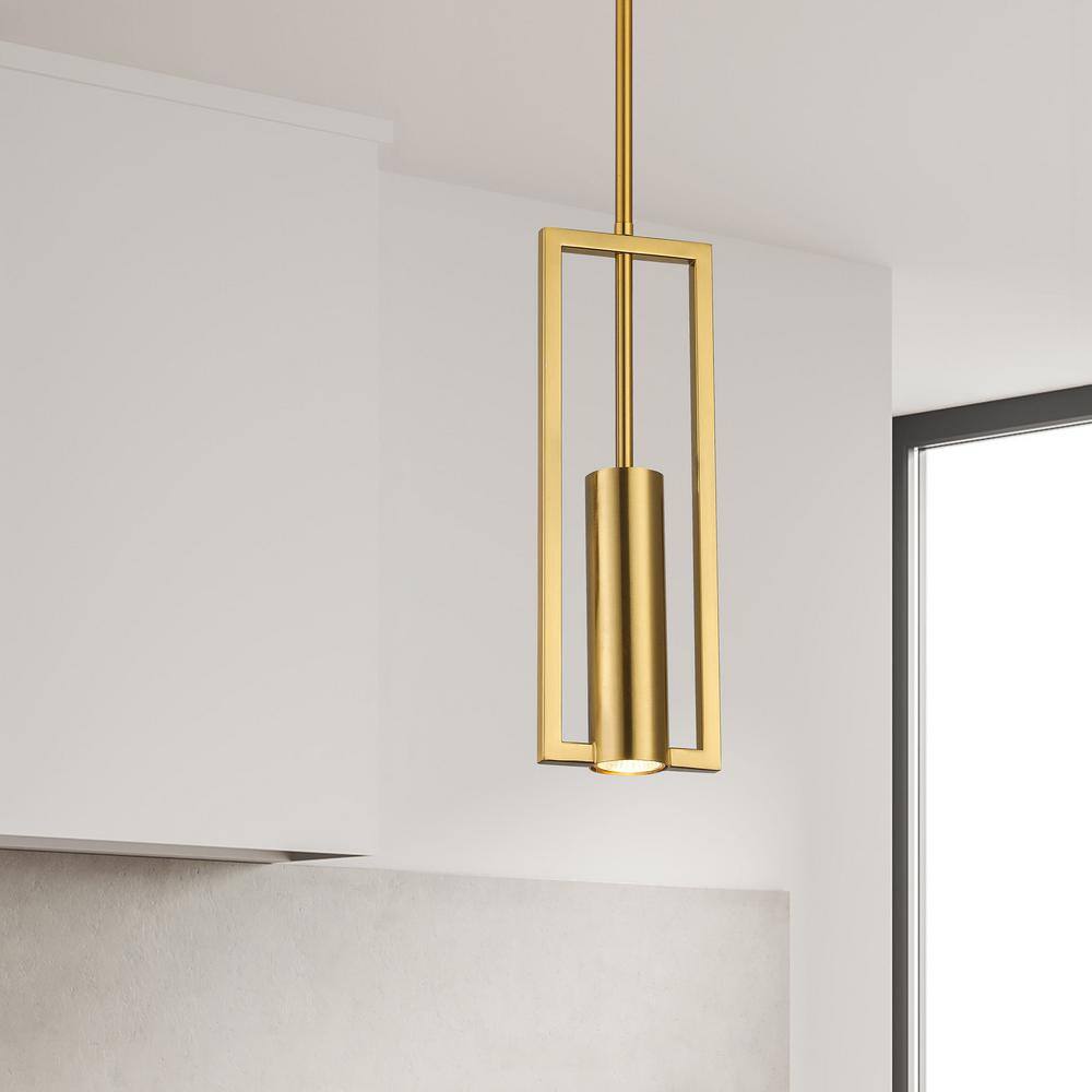 Aged Brass Adjustable Indoor Pendant Light with LED Compatibility