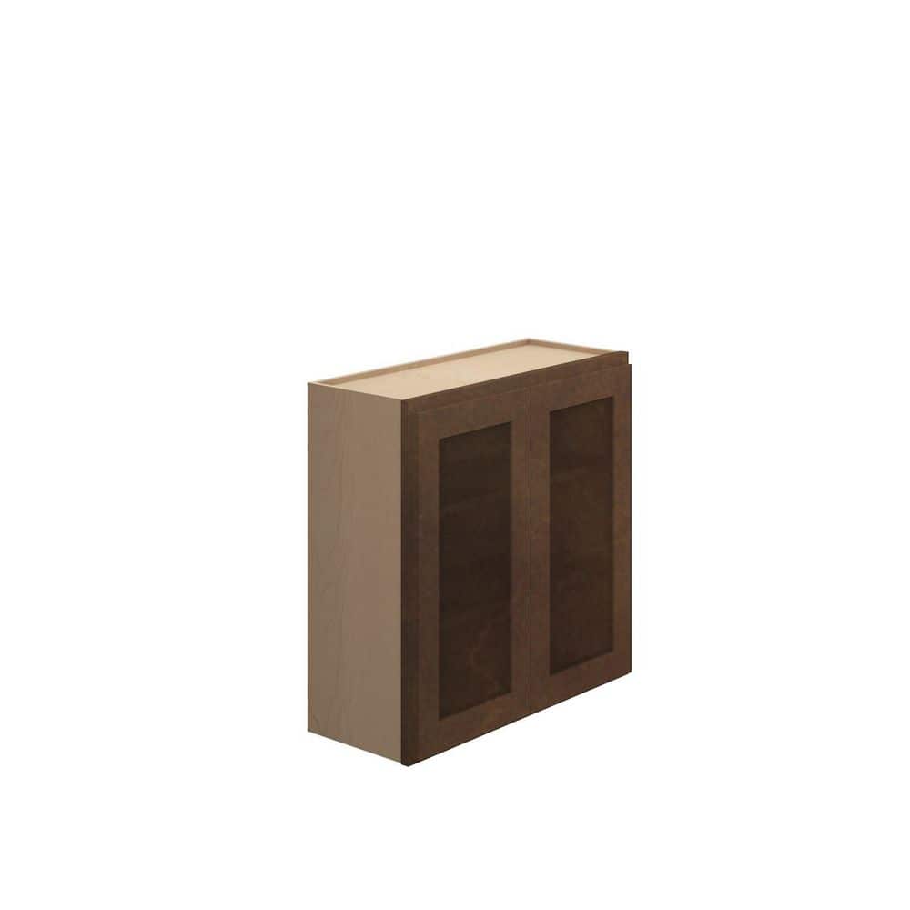 Amherst Shaker 30 in. W x 30 in. H x 12 in. D in Walnut Plywood Assembled Glass Door w/ Finished Interior Wall price history on PriceWatchPro