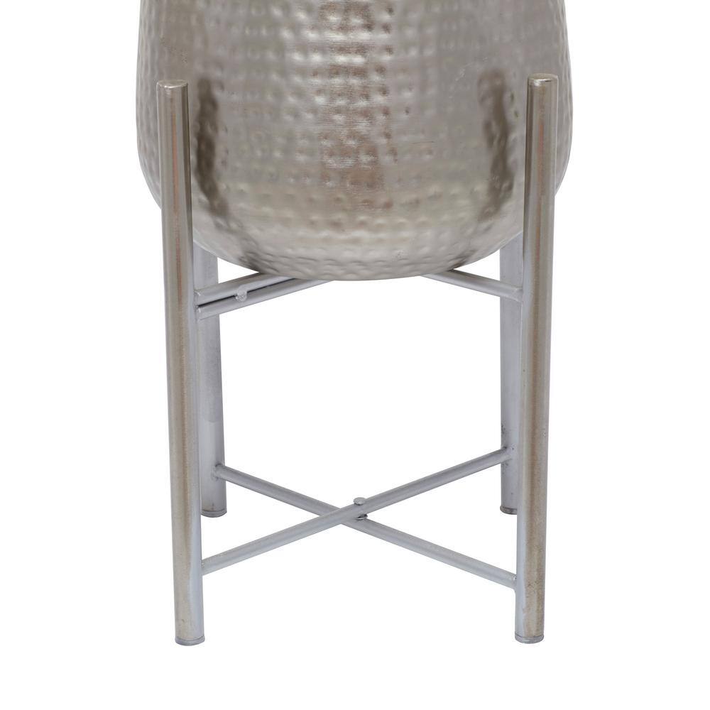 CosmoLiving Silver Metal Planter Set with X Frame Holders