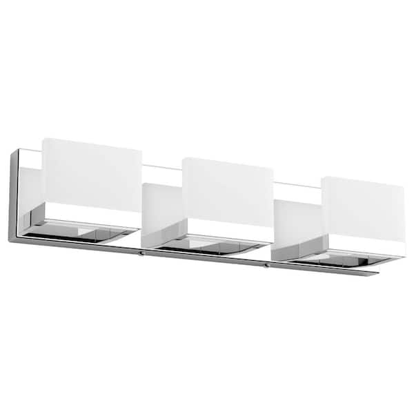 3-Light Dimmable LED Modern Vanity Light, Chrome Bathroom Wall Fixture Over Mirror, 6000K White