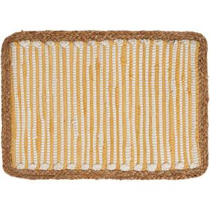 Sunny Day 13 in. x 19 in. White / Yellow Striped Jute Border Cotton Placemat (Set of 4)