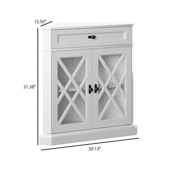 White Seaford 32'' Tall 1 - Door Corner Accent Cabinet <div  class=aod_buynow></div>– Inhomelivings