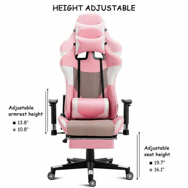 Costway Office Computer Desk Chair Gaming Chair Adjustable Swivel  w/Footrest Pink