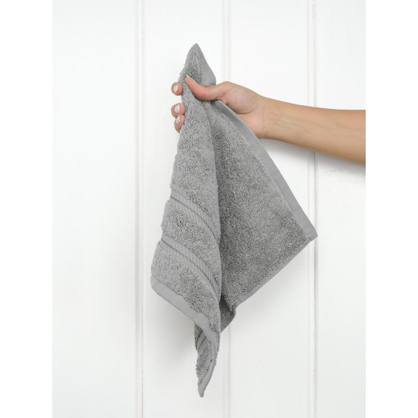 American Soft Linen Washcloth Set 100% Turkish Cotton 4 Piece Face Hand Towels for Bathroom and Kitchen - Rockridge Gray