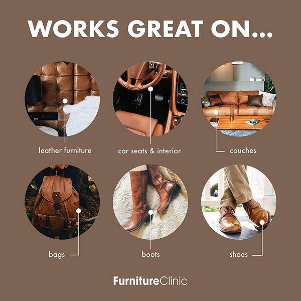 Furnitureclinic Leather Easy Restoration Kit 17 Oz Leather Cleaner And 8 5 Oz Recoloring Balm Dark Brown With Sponge And Cloth 372249 The Home Depot