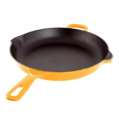 Crock-Pot Artisan 10 in. Cast Iron Nonstick Skillet in Teal Ombre with  Helper Handle 985100789M - The Home Depot