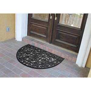 PZZ Welcome Rose Floral Doormat Outdoor Indoor Entrance Front Door Mat Low Profile Floor Rug Rubber Easy to Clean