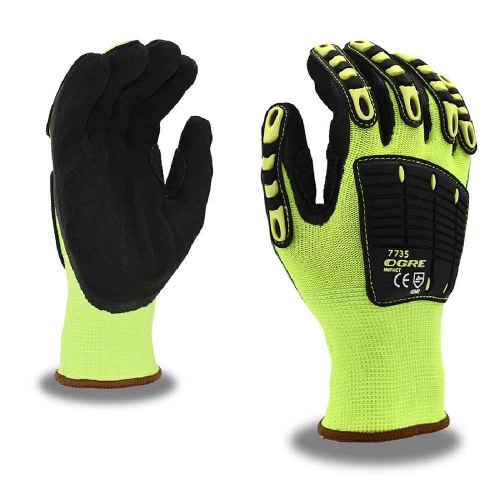 Ogre-Impact 13-Gauge Hi-Vis Lime Green Medium Padded Polyester Work Gloves price history on PriceWatchPro