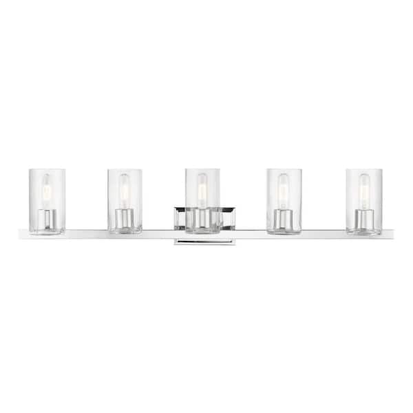 AVIANCE LIGHTING Bannock 42 in. 5-Light Polished Chrome Vanity Light with Clear Glass