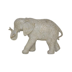 4 in. x 7 in. White Polystone Elephant Sculpture