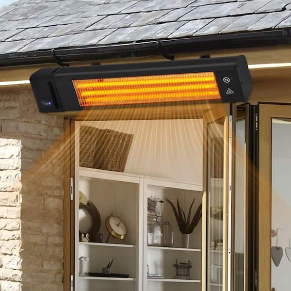 1500-Watt Black Electric Carbon Infrared Space Heater Indoor Outdoor Patio Garage Wall Mount with Remote