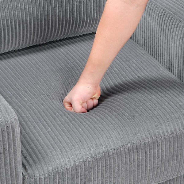 Lazzara Mackay Gray Corduroy Fabric Upholstery Arm Chair 9520GRY-1