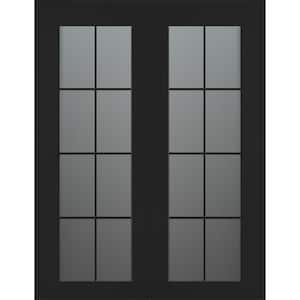 Vana 8-Lite 56 in. x 96 in. Both Active 8-Lite Frosted Glass Black Matte Wood Composite Double Prehung Interior Door