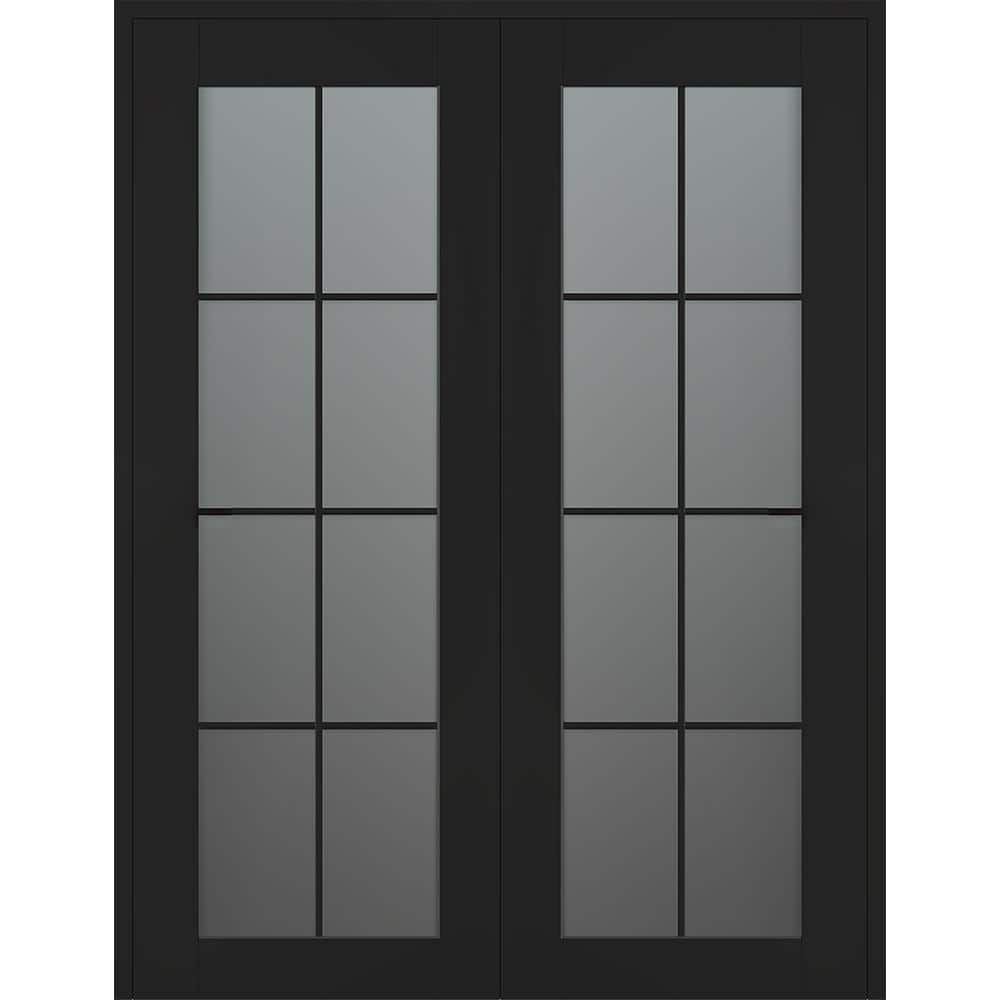 Vona 8-Lite 56 in. x 80 in. Both Active 8-Lite Frosted Glass Black Matte Wood Composite Double Prehung Interior Door price history on PriceWatchPro