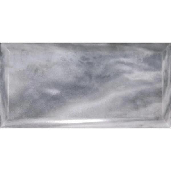 Apollo Tile Gray 3 in. x 6 in. Beveled Polished Marble Subway Tile Sample (0.12 sq. ft./Piece)