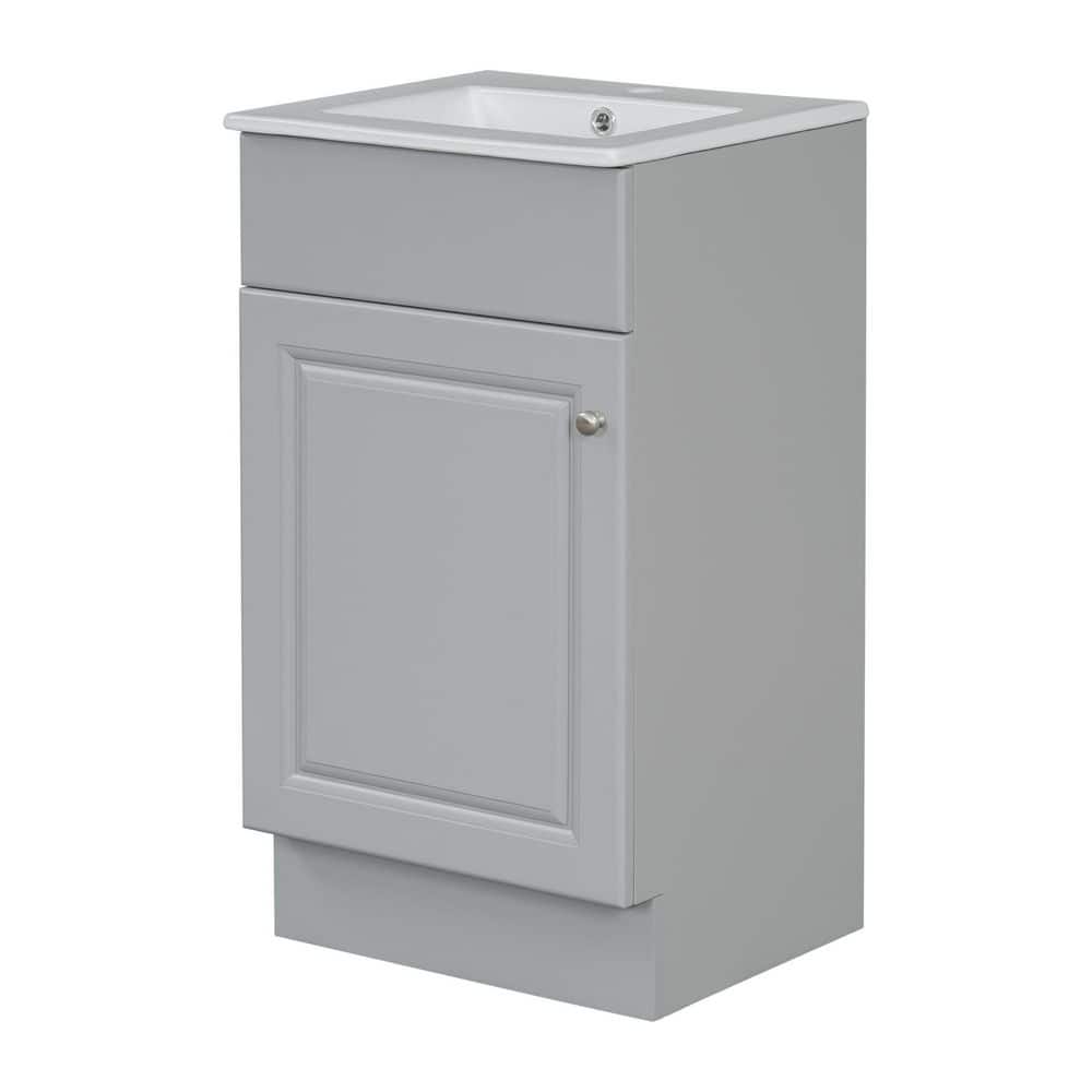 18 in. Single Freestanding Grey Bath Vanity with White Ceramic Top, Door Shelf and Adjustable Shelf Unassembled price history on PriceWatchPro