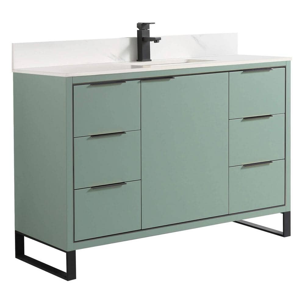 Opulence 48 in. W x 18 in. D x 33.5 in. H Single Sink Bath Vanity in Mint Green with White Carrara Top price history on PriceWatchPro