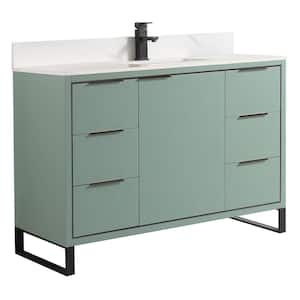 Opulence 48 in. W x 18 in. D x 33.5 in. H Single Sink Bath Vanity in Mint Green with White Carrara Top