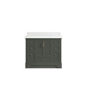 Alys 42 in. W x 22 in. D x 36 in. H Single Sink Bath Vanity in Pewter Green with 2 in. white qt top