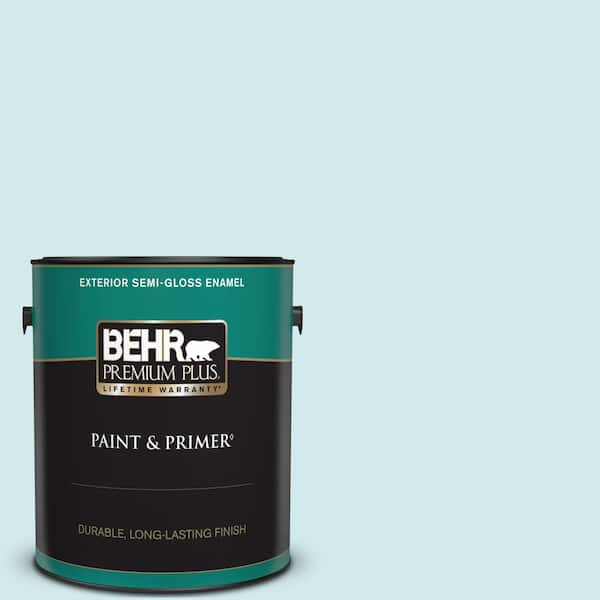 BEHR PREMIUM PLUS 1 gal. #540C-1 Mineral Water Semi-Gloss Enamel Exterior Paint & Primer