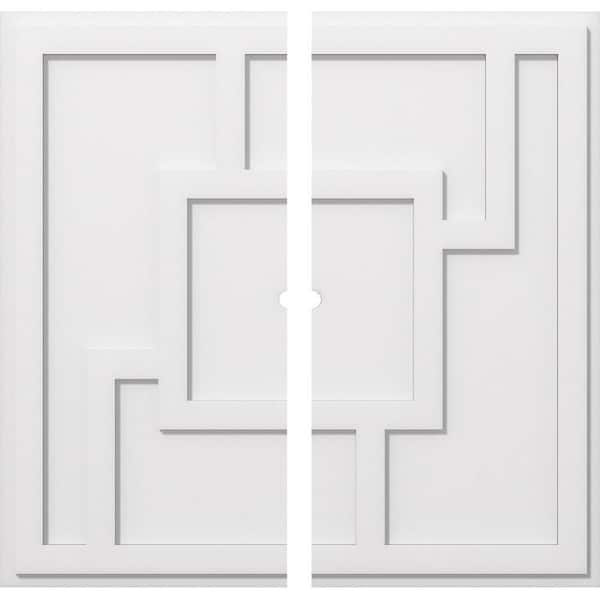 Ekena Millwork 1 in. P X 11 in. C X 32 in. OD X 1 in. ID Knox Architectural Grade PVC Contemporary Ceiling Medallion, Two Piece