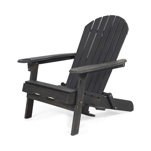 Dark Gray Wood Adirondack Chair for Any Deck, Patio, or Poolside