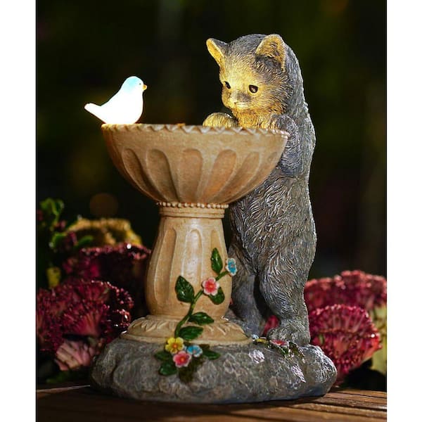 Cat Birdbath Garden Decor Outdoor Statues Ornaments PUFGV54S - The