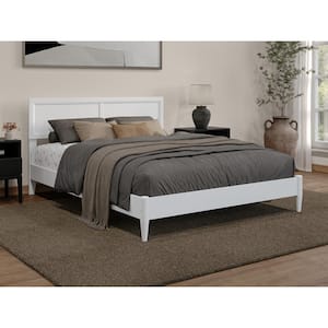 Sophia White Solid Wood Frame Queen Low Profile Platform Bed
