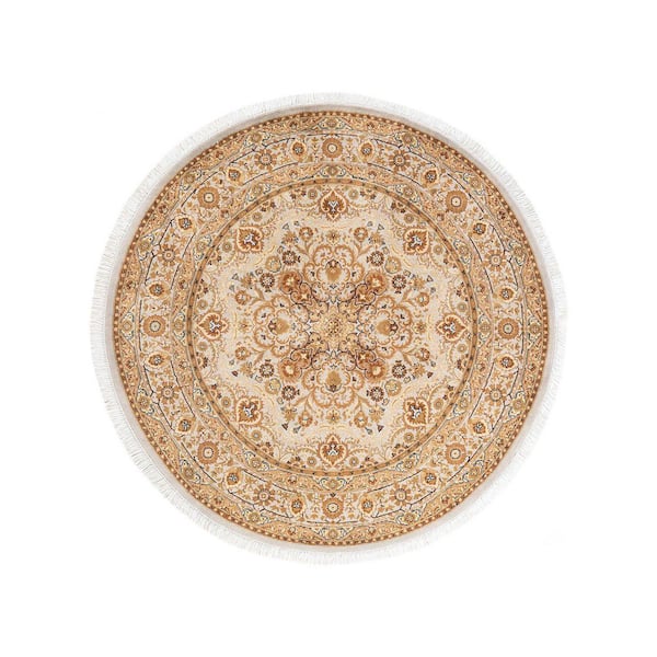 Solo Rugs Mogul One-of-a-Kind Traditional Ivory 5 ft. 1 in. x 5 ft. 1 in. Oriental Area Rug