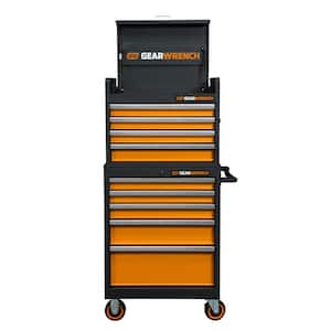 GSX 26 in. Black and Molten Orange 20-Gauge Steel 9-Drawer Rolling Cabinet