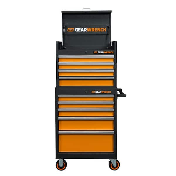 GEARWRENCH GSX 26 in. Black and Molten Orange 20-Gauge Steel 9-Drawer Rolling Cabinet