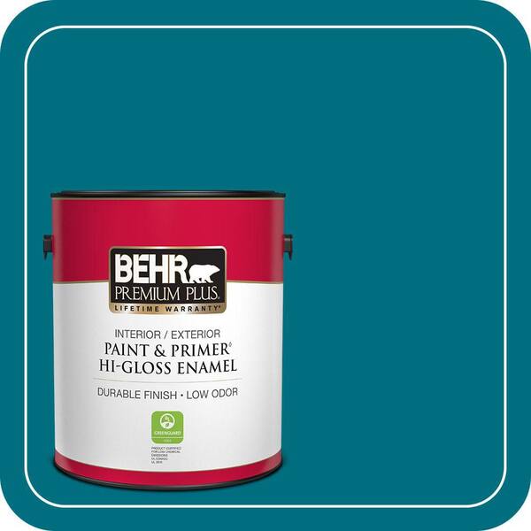 BEHR PREMIUM PLUS 1 gal. #MQ4-54 Coastal Jetty Hi-Gloss Enamel Interior ...