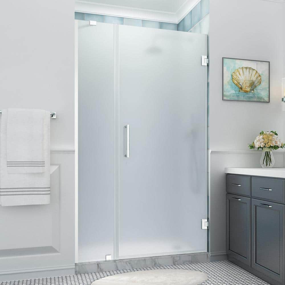 Belmore XL 48" Frameless Hinged Shower Door with Frosted Glass