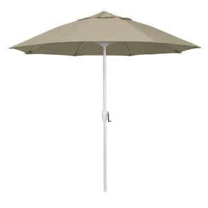 9 ft. Matted White Aluminum Market Patio Umbrella Fiberglass Ribs and Auto Tilt in Beige Pacifica