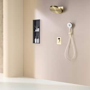 Thermostatic Shower 3-Spray 12.6 in. Dual Shower Head Wall Mount Fixed and Handheld Shower Head 4.76 GPM in Brushed Gold