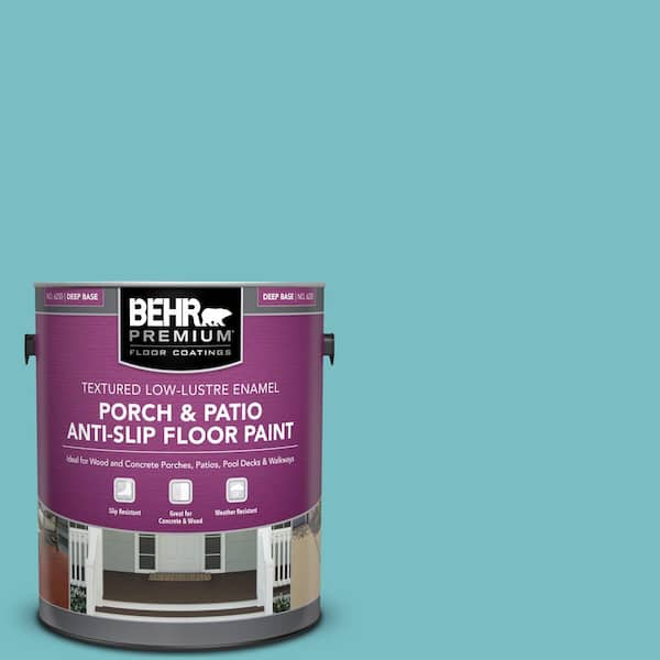 BEHR PREMIUM 1 gal. #M460-4 Pure Turquoise Textured Low-Lustre Enamel Interior/Exterior Porch and Patio Anti-Slip Floor Paint
