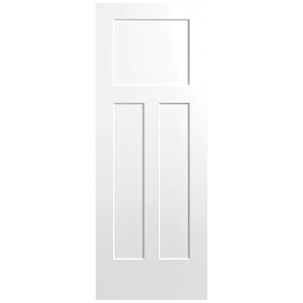Masonite 30 in. x 80 in. 3-Panel Winslow Single Bore Solid Core Ultra Pure White Molded Composite Interior Door Slab