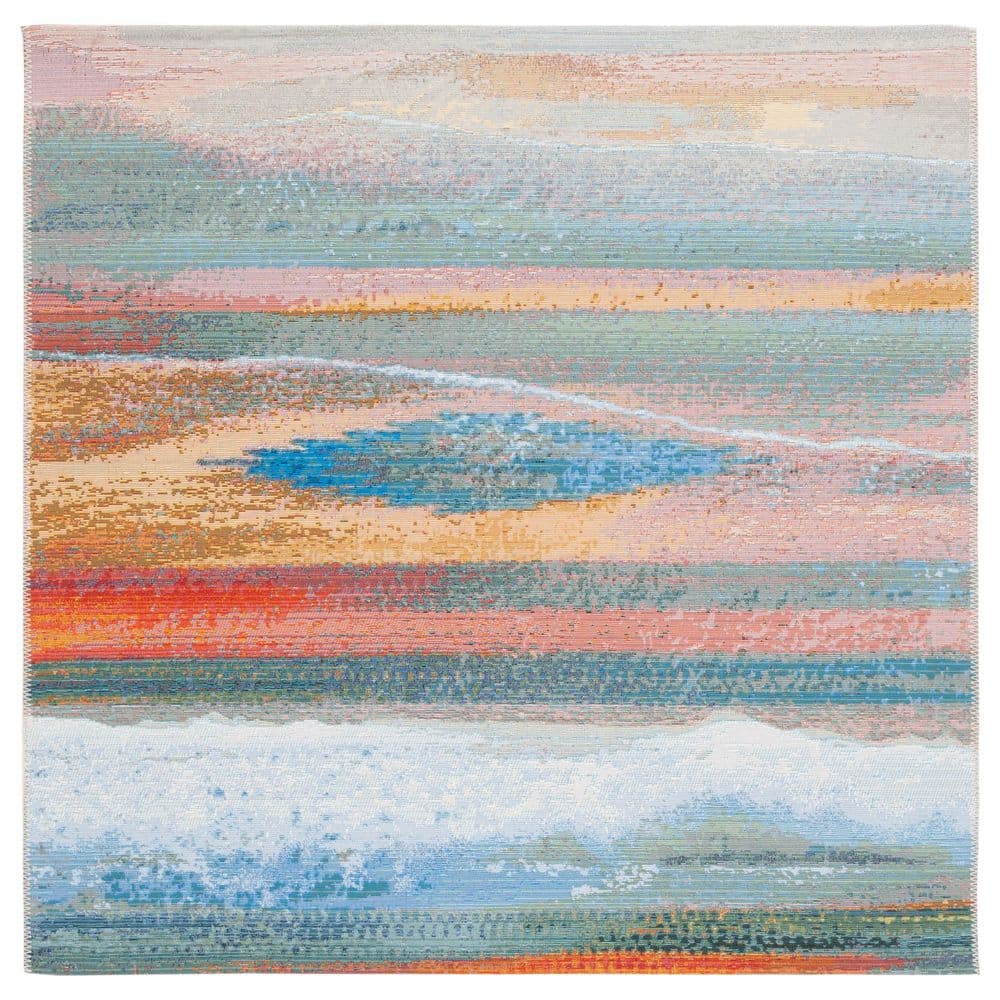 SAFAVIEH Barbados Light Blue/Pink 5 ft. x 5 ft. Gradient Abstract ...